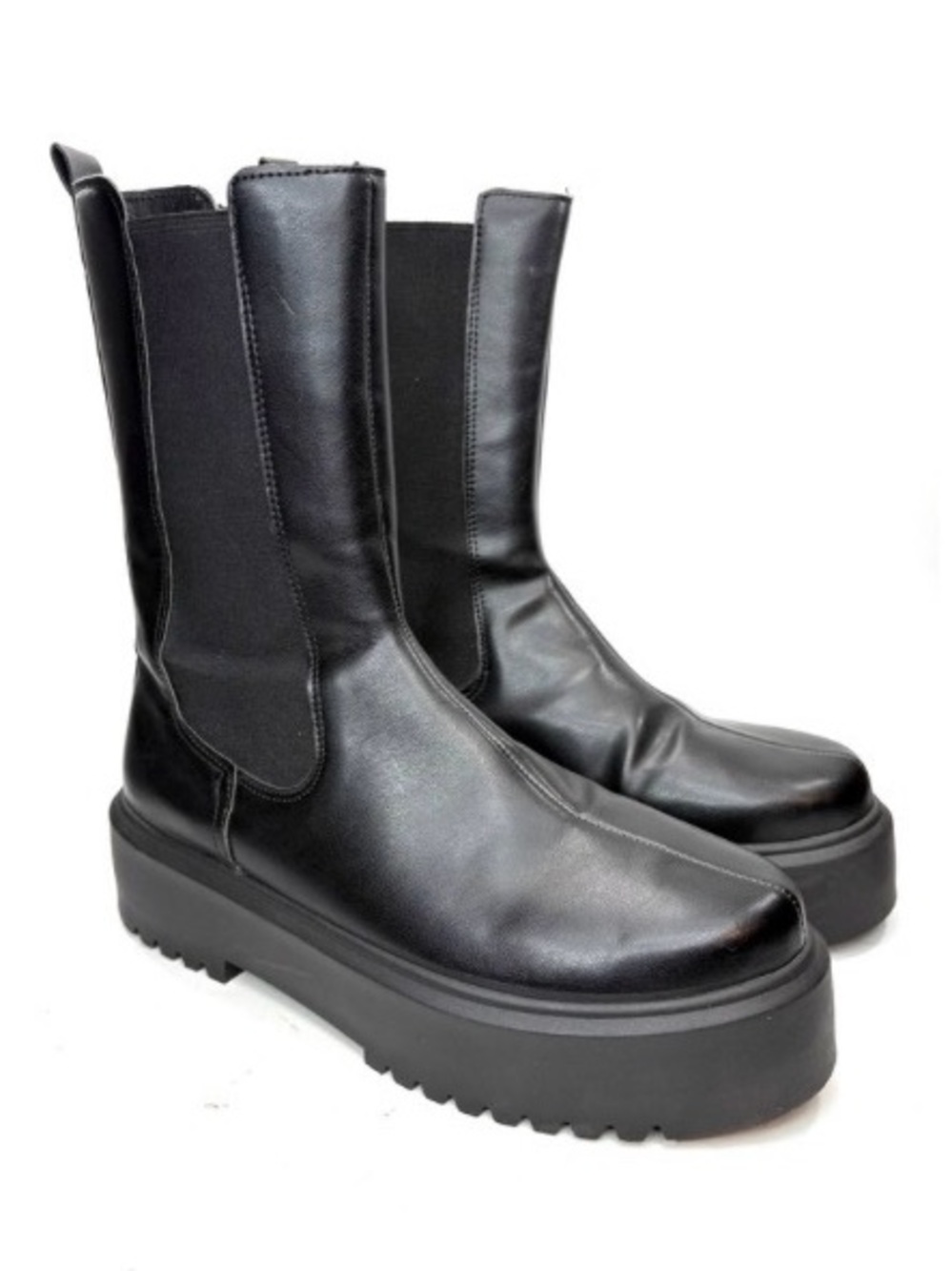 ASOS Chunky Black Leather Combat Boots | 9